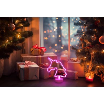 Globo 28065 - Επιτραπέζιο διακοσμητικό LED Neon UNICORN II LED/2W/3xAA μονόκερος