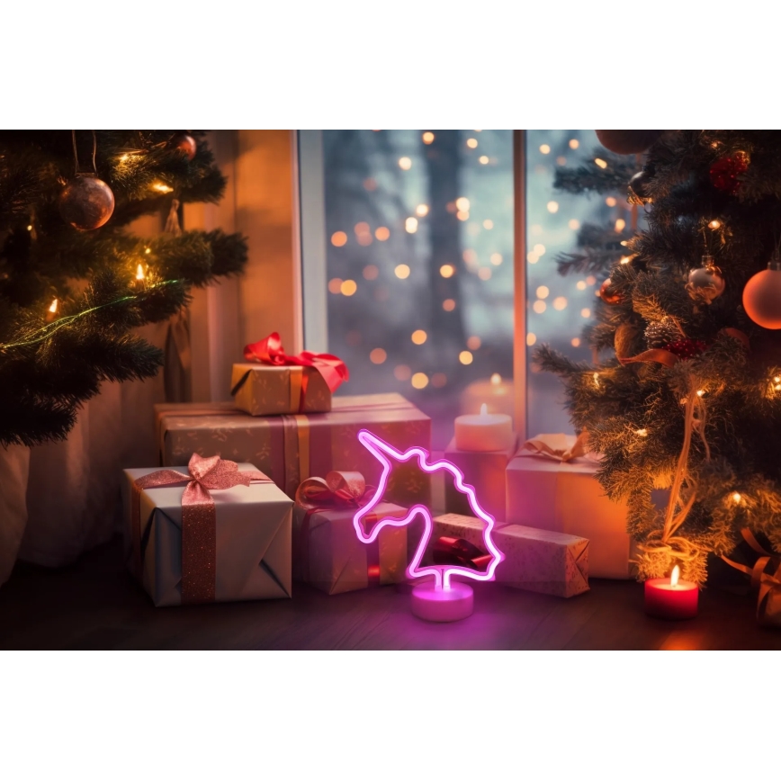 Globo 28065 - Επιτραπέζιο διακοσμητικό LED Neon UNICORN II LED/2W/3xAA μονόκερος