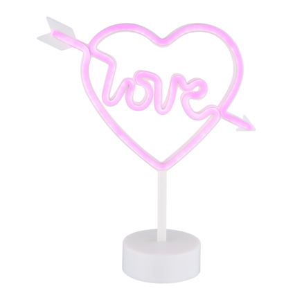 Globo - LED Νεονική διακοσμητική επιτραπέζια λάμπα LED/2W/3xAA καρδιά