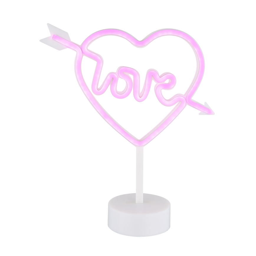 Globo - LED Νεονική διακοσμητική επιτραπέζια λάμπα LED/2W/3xAA καρδιά