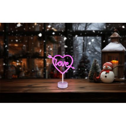 Globo - LED Νεονική διακοσμητική επιτραπέζια λάμπα LED/2W/3xAA καρδιά