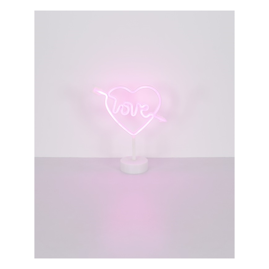 Globo - LED Νεονική διακοσμητική επιτραπέζια λάμπα LED/2W/3xAA καρδιά