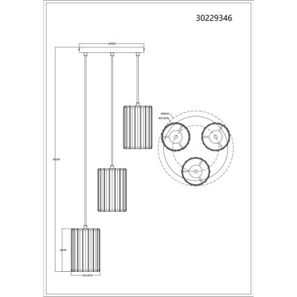 Globo - Κρεμαστό φωτιστικό οροφής 3xE27/60W/230V διάμετρος 35 cm