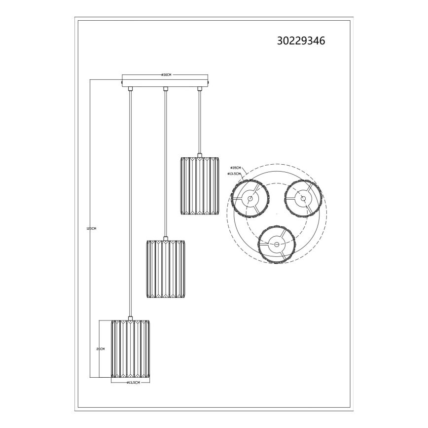 Globo - Κρεμαστό φωτιστικό οροφής 3xE27/60W/230V διάμετρος 35 cm