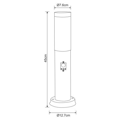 Globo - Λάμπα εξωτερικού χώρου με αισθητήρα 1xE27/60W/230V 45 cm IP44