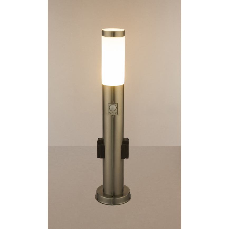 Globo - Εξωτερικό φωτιστικό LED με αισθητήρα και 2 πρίζες LED/9W/230V 60 εκ. SCHUKO IP44