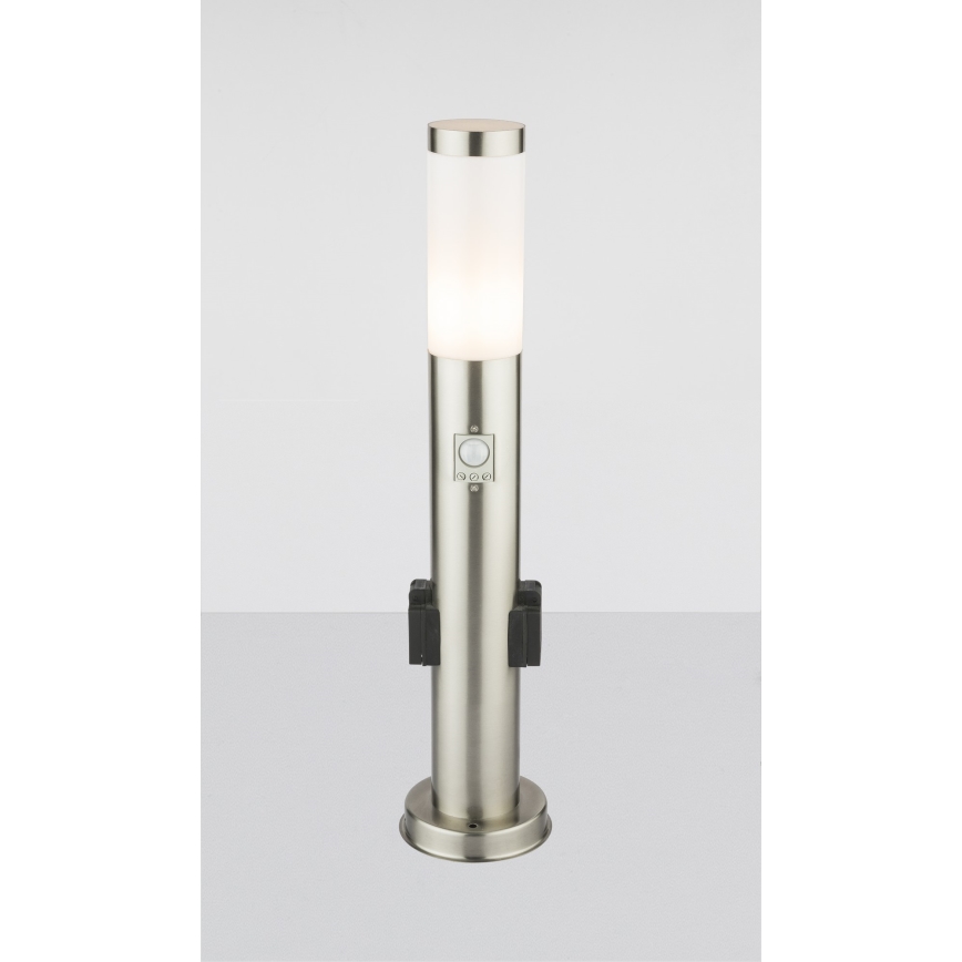 Globo - Εξωτερικό φωτιστικό LED με αισθητήρα και 2 πρίζες LED/9W/230V 60 εκ. SCHUKO IP44