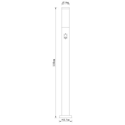 Globo - Λάμπα εξωτερικού χώρου με αισθητήρα 1xE27/60W/230V 110 cm IP44