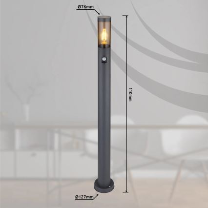 Globo - Λάμπα εξωτερικού χώρου με αισθητήρα 1xE27/15W/230V IP44 110 cm μαύρο