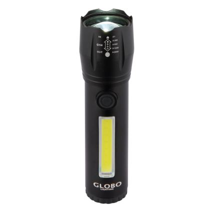 Globo - Επαναφορτιζόμενος φακός LED/3W/5V + COB/3W 5500K 1200 mAh