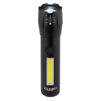 Globo - Επαναφορτιζόμενος φακός LED/3W/5V + COB/3W 5500K 1200 mAh