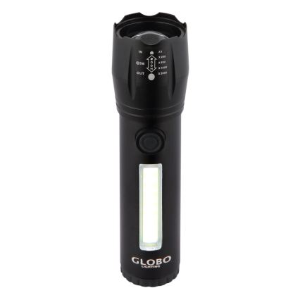 Globo - Επαναφορτιζόμενος φακός LED/3W/5V + COB/3W 5500K 1200 mAh