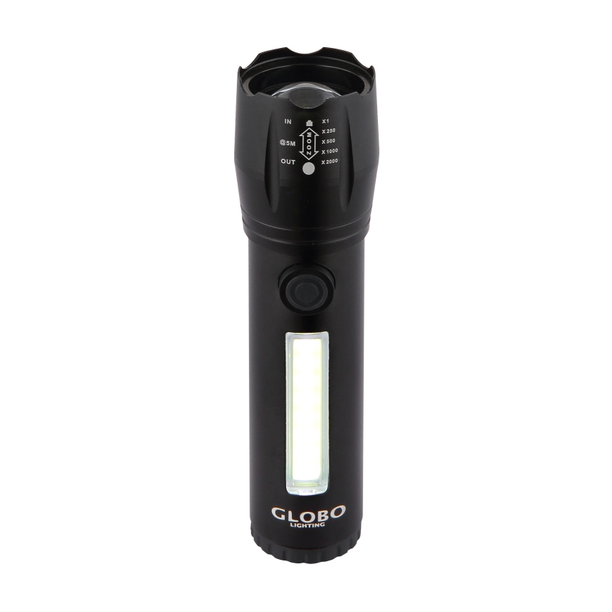 Globo - Επαναφορτιζόμενος φακός LED/3W/5V + COB/3W 5500K 1200 mAh