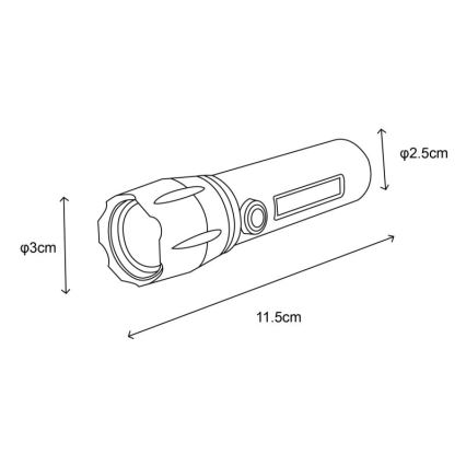 Globo - Επαναφορτιζόμενος φακός LED/3W/5V + COB/3W 5500K 1200 mAh