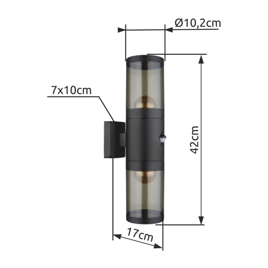 Globo - Επιτοίχιο φωτιστικό εξωτερικού χώρου 2xE27/60W/230V IP44