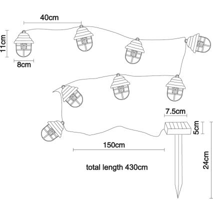 Globo - LED Ηλιακό διακοσμητικό φωτιστικό 8xLED/3,2V IP44 200 mAh