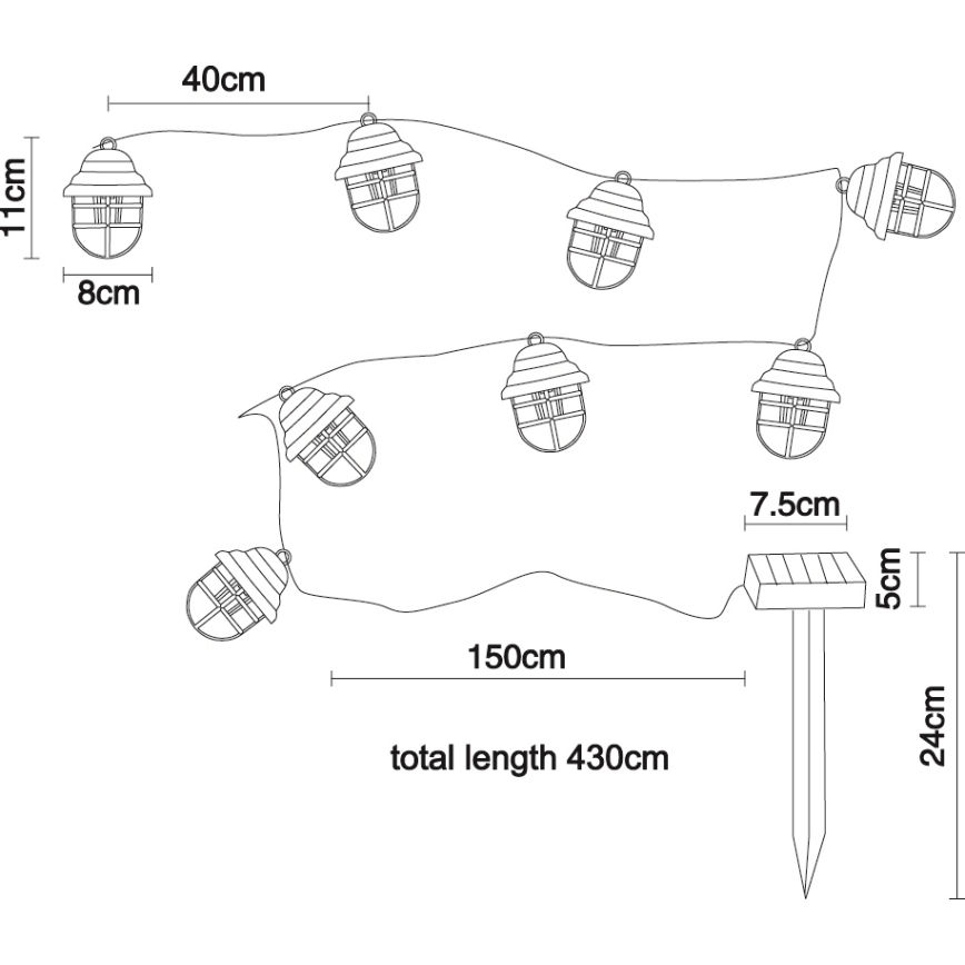 Globo - LED Ηλιακό διακοσμητικό φωτιστικό 8xLED/3,2V IP44 200 mAh