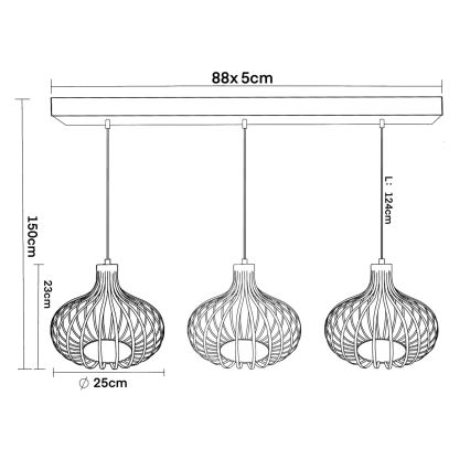 Globo - Κρεμαστό φωτιστικό με καλώδιο 3xE27/40W/230V μπεζ