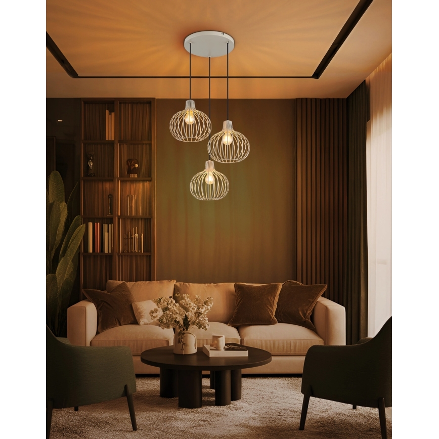 Globo - Κρεμαστό φωτιστικό με καλώδιο 3xE27/40W/230V μπεζ