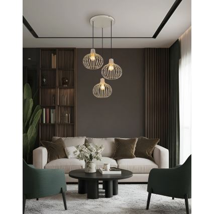 Globo - Κρεμαστό φωτιστικό με καλώδιο 3xE27/40W/230V μπεζ