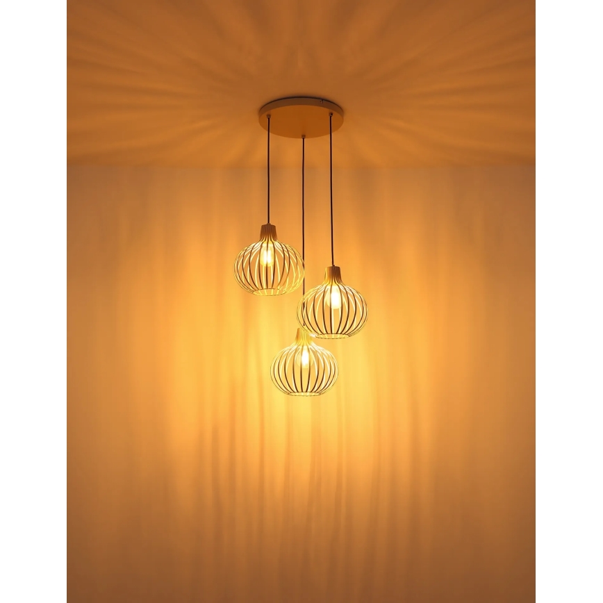 Globo - Κρεμαστό φωτιστικό με καλώδιο 3xE27/40W/230V μπεζ