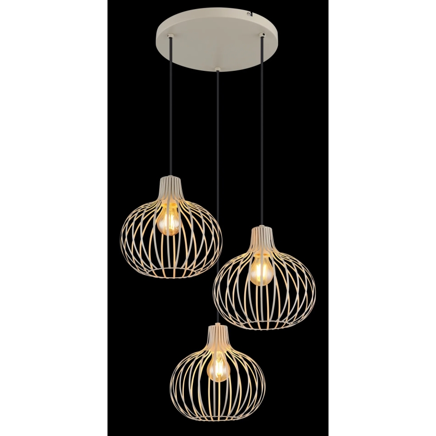 Globo - Κρεμαστό φωτιστικό με καλώδιο 3xE27/40W/230V μπεζ