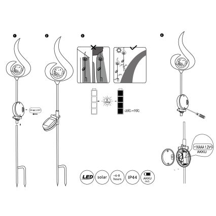 Globo - LED Ηλιακό φωτιστικό LED/0,02W/3V 600mAh IP44 χάλκινο