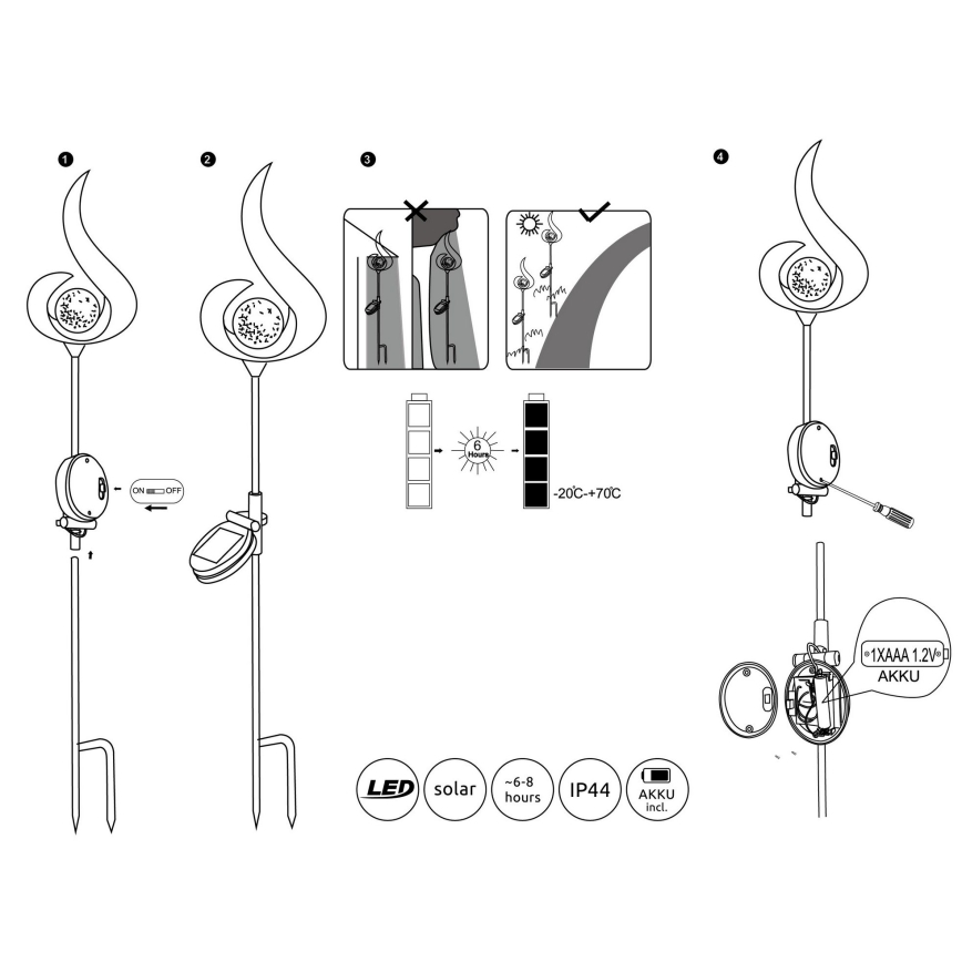 Globo - LED Ηλιακό φωτιστικό LED/0,02W/3V 600mAh IP44 χάλκινο
