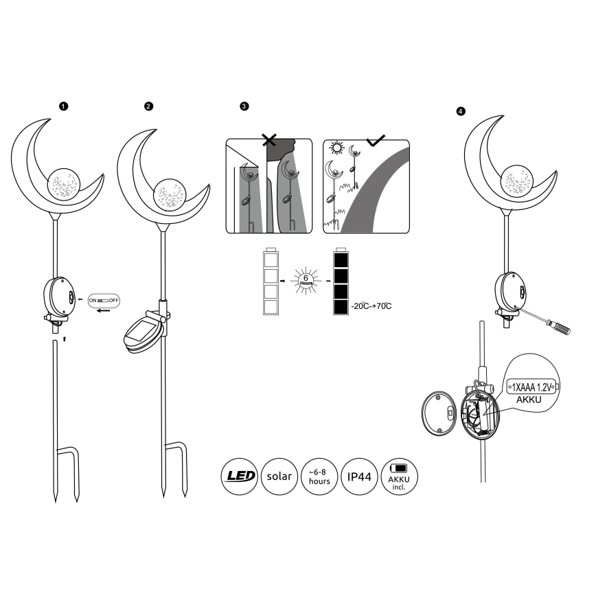 Globo- LED Ηλιακό φωτιστικό LED/0,02W/3V 600mAh IP44 χάλκινο