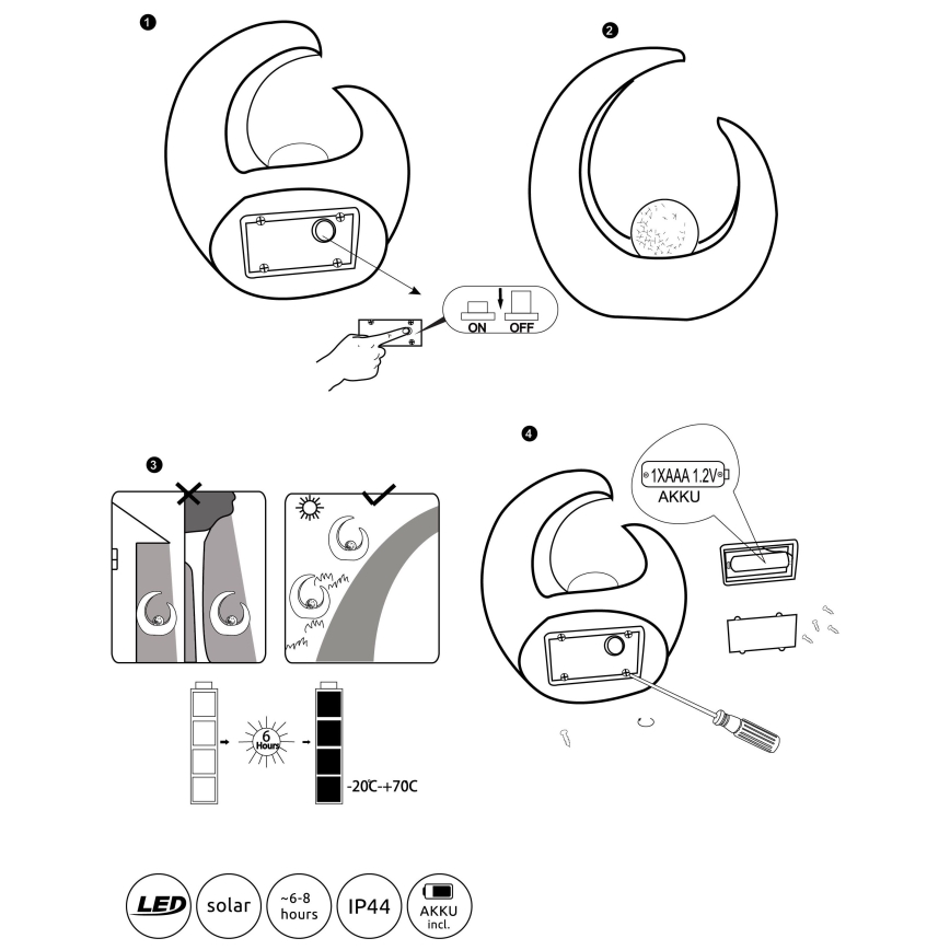 Globo  - LED Ηλιακό φωτιστικό LED/0,02W/3V IP44