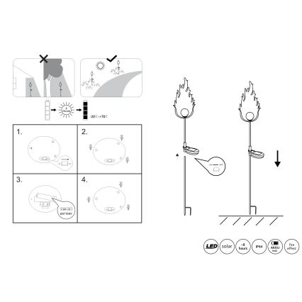 Globo - Ηλιακό φωτιστικό LED LED/0,04W/3V IP44 600 mAh