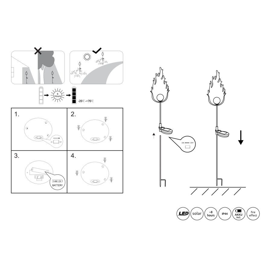 Globo - Ηλιακό φωτιστικό LED LED/0,04W/3V IP44 600 mAh