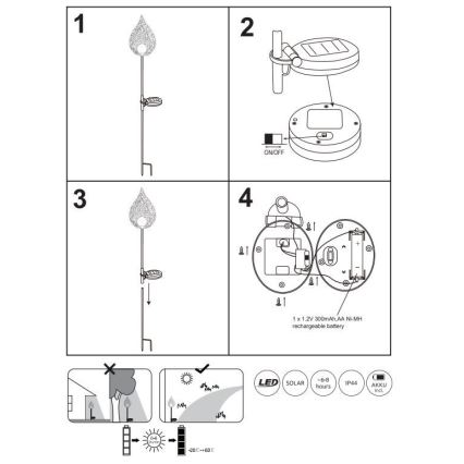 Globo - LED Ηλιακό φωτιστικό LED/0,06W/3,2V 300mAh IP44