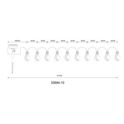 Globo - LED Ηλιακά διακοσμητικά λαμπάκια 50xLED/0,06W/3,2V 570 cm IP44