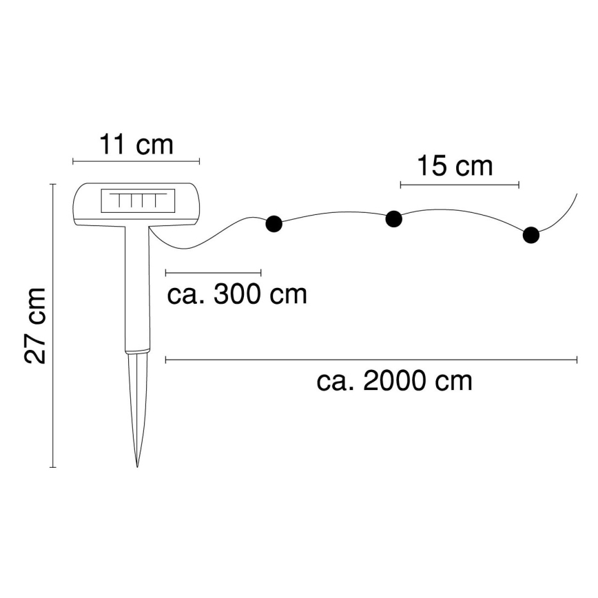 Globo - Ηλιακά λαμπάκια LED 20 m 120xLED/2,4V 2xAAA IP44 600 mAh