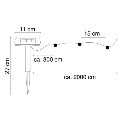 Globo - Ηλιακά λαμπάκια LED 20 m 120xLED/2,4V 2xAAA IP44 600 mAh