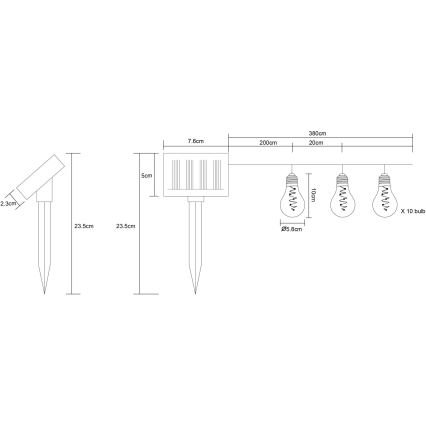 Globo - LED Ηλιακή αλυσίδα 10xLED/0,06W/3,2V 380 εκ. IP44 600 mAh