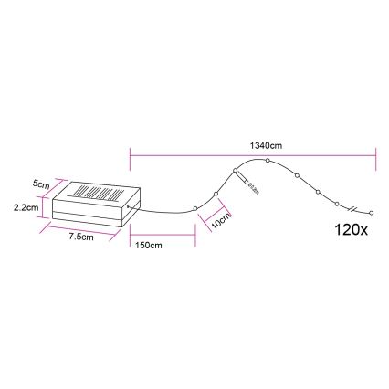 Globo - Ηλιακή γιρλάντα LED 120xLED/3,2V IP44 13,4 m 600 mAh