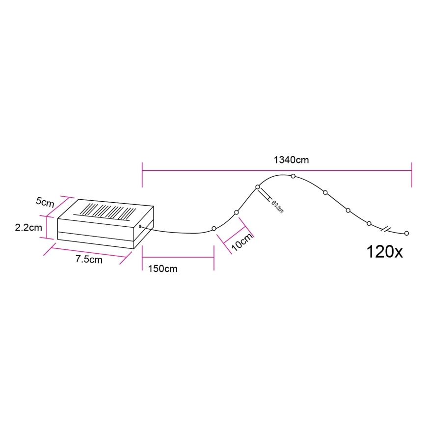 Globo - Ηλιακή γιρλάντα LED 120xLED/3,2V IP44 13,4 m 600 mAh