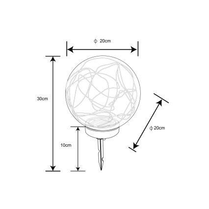 Globo - Ηλιακό φωτιστικό LED 30xLED/0,06W/1,2V διάμετρος 20 cm IP44