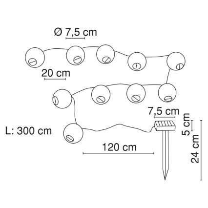 Globo 33971 - Ηλιακή φωτεινή αλυσίδα LED 10xLED/0,06W/1,2V