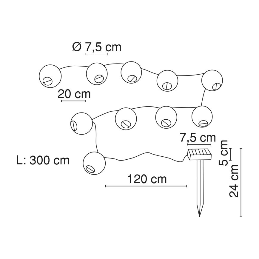 Globo 33971 - Ηλιακή φωτεινή αλυσίδα LED 10xLED/0,06W/1,2V
