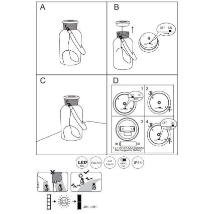 Globo - Ηλιακό φωτιστικό LED LED/0,6W/3,2V IP44 200 mAh