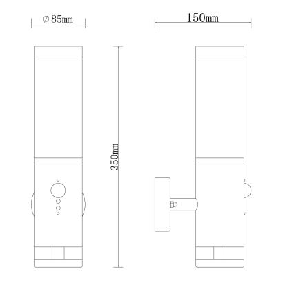 Globo - Εξωτερικό φωτιστικό τοίχου με αισθητήρα 1xE27/15W/230V IP44