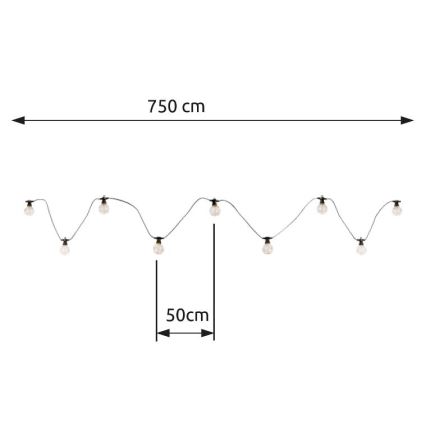 Globo - Εξωτερικό διακοσμητικό φωτιστικό LED αλυσίδα 10xLED/0,27W/230V 7,5 μ IP44 μαύρο