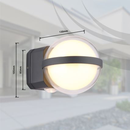Globo - Επιτοίχιο φωτιστικό εξωτερικού χώρου LED LED/12W/230V IP54 μαύρο