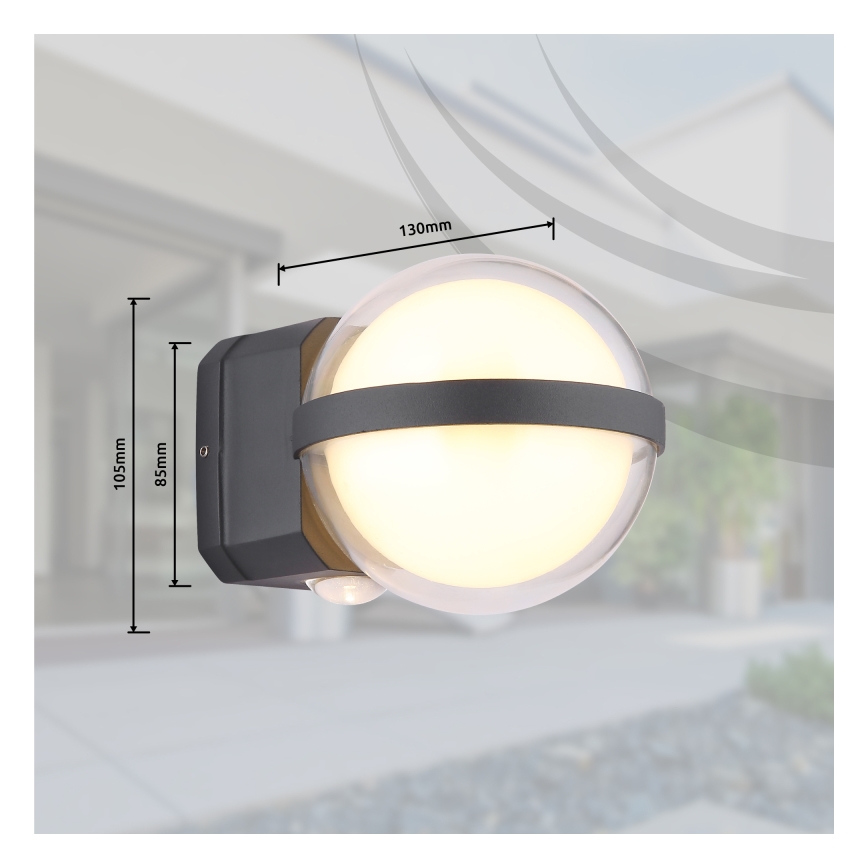 Globo - Επιτοίχιο φωτιστικό εξωτερικού χώρου LED LED/12W/230V IP54 μαύρο