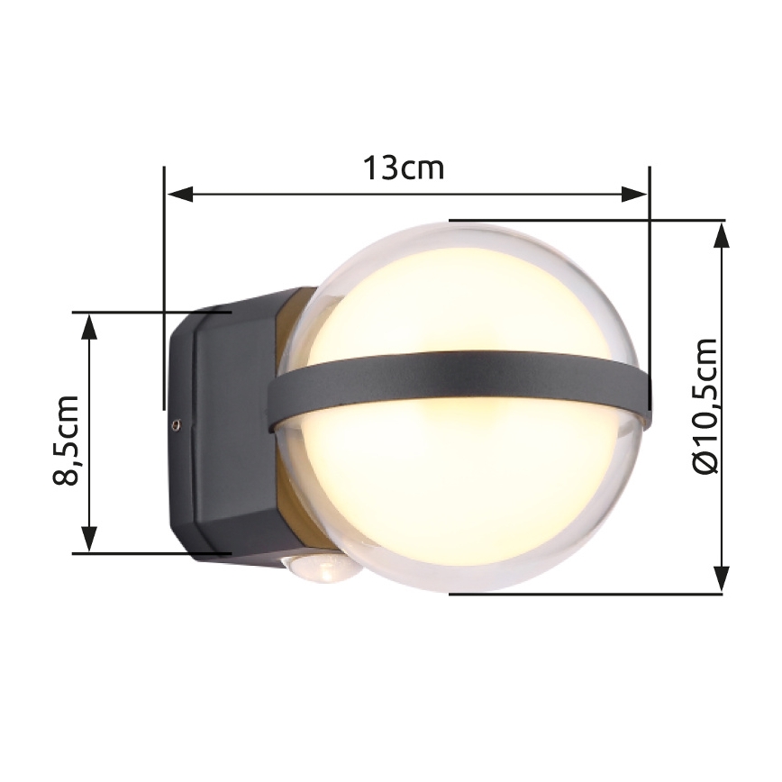 Globo - Επιτοίχιο φωτιστικό εξωτερικού χώρου LED LED/12W/230V IP54 μαύρο
