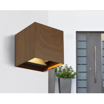 Globo - Επιτοίχιο φωτιστικό εξωτερικού χώρου LED 2xLED/3W/230V IP44 καφέ