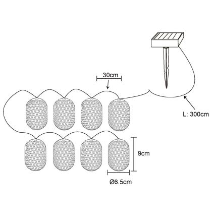 Globo - LED Ηλιακή γιρλάντα LED/0,06W/3V 650 εκ. IP44 400 mAh